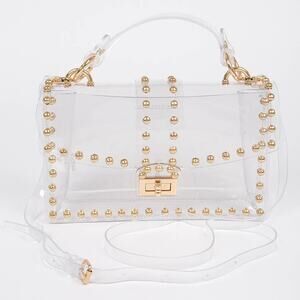 Studded Clear Crossbody Bag – Gold Metal Hardware